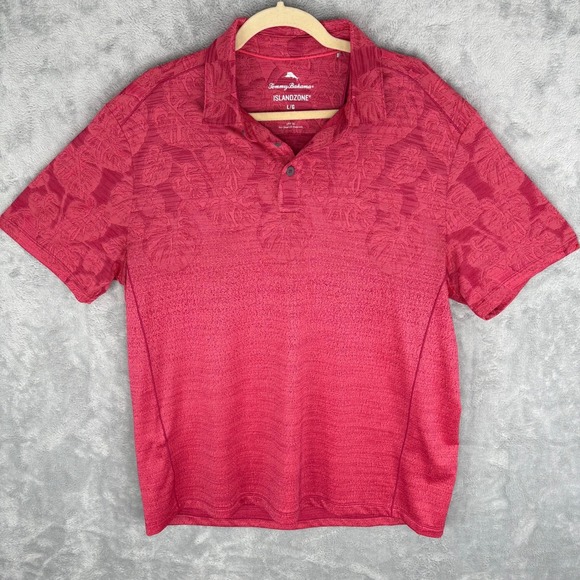 Tommy Bahama Other - Tommy Bahama Golf Polo‎ IslandZone Large Red Floral Print Hawaiian Tropical UPF